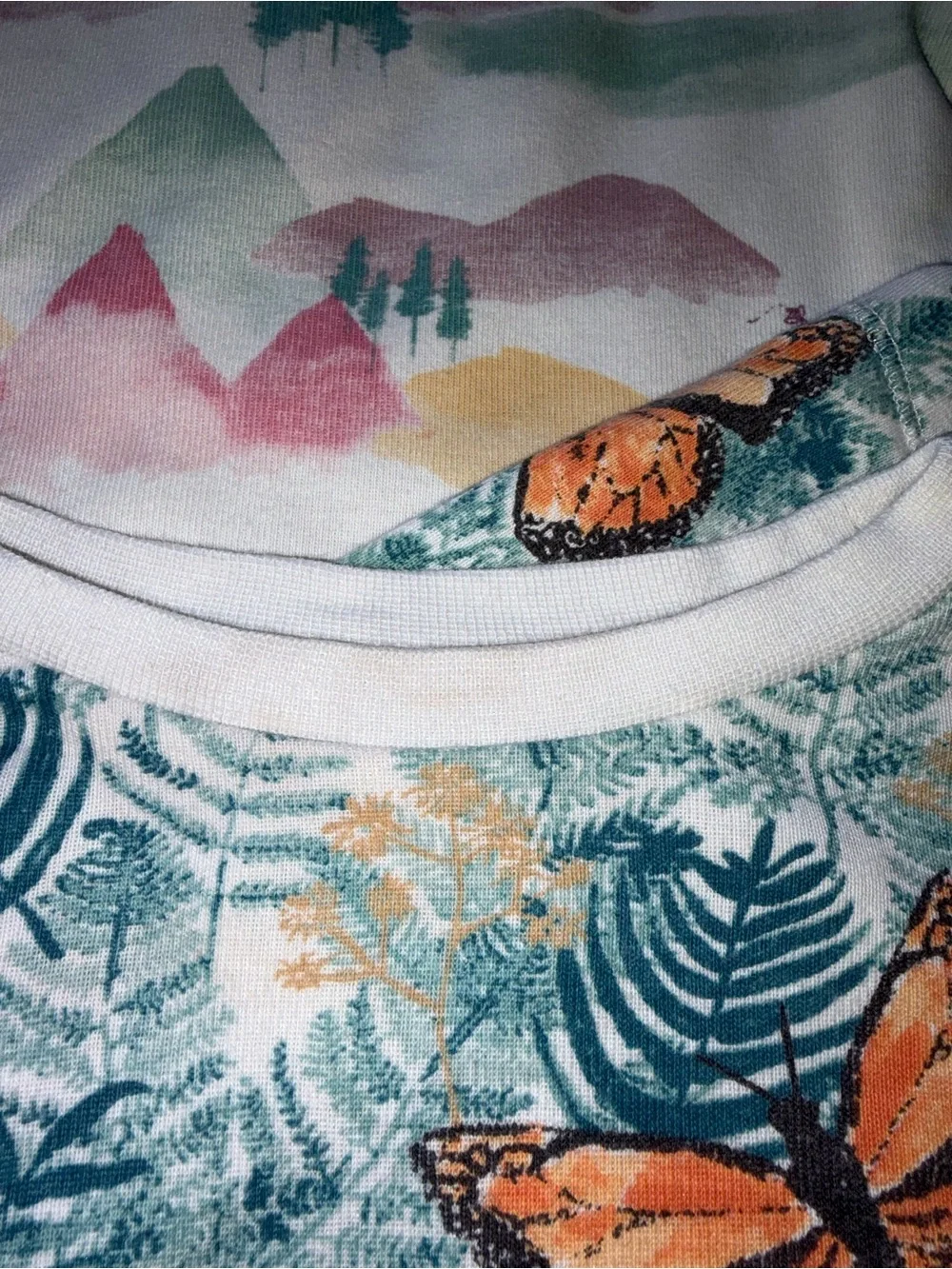 Two Burt’s Bees Kids Girls 2T Pajama Sets Organic Cotton Butterflies Watercolor